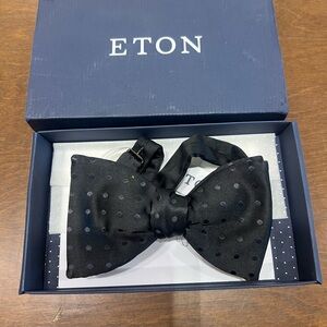 Eton Elegant Black and Blue Polka Dot Bow Tie